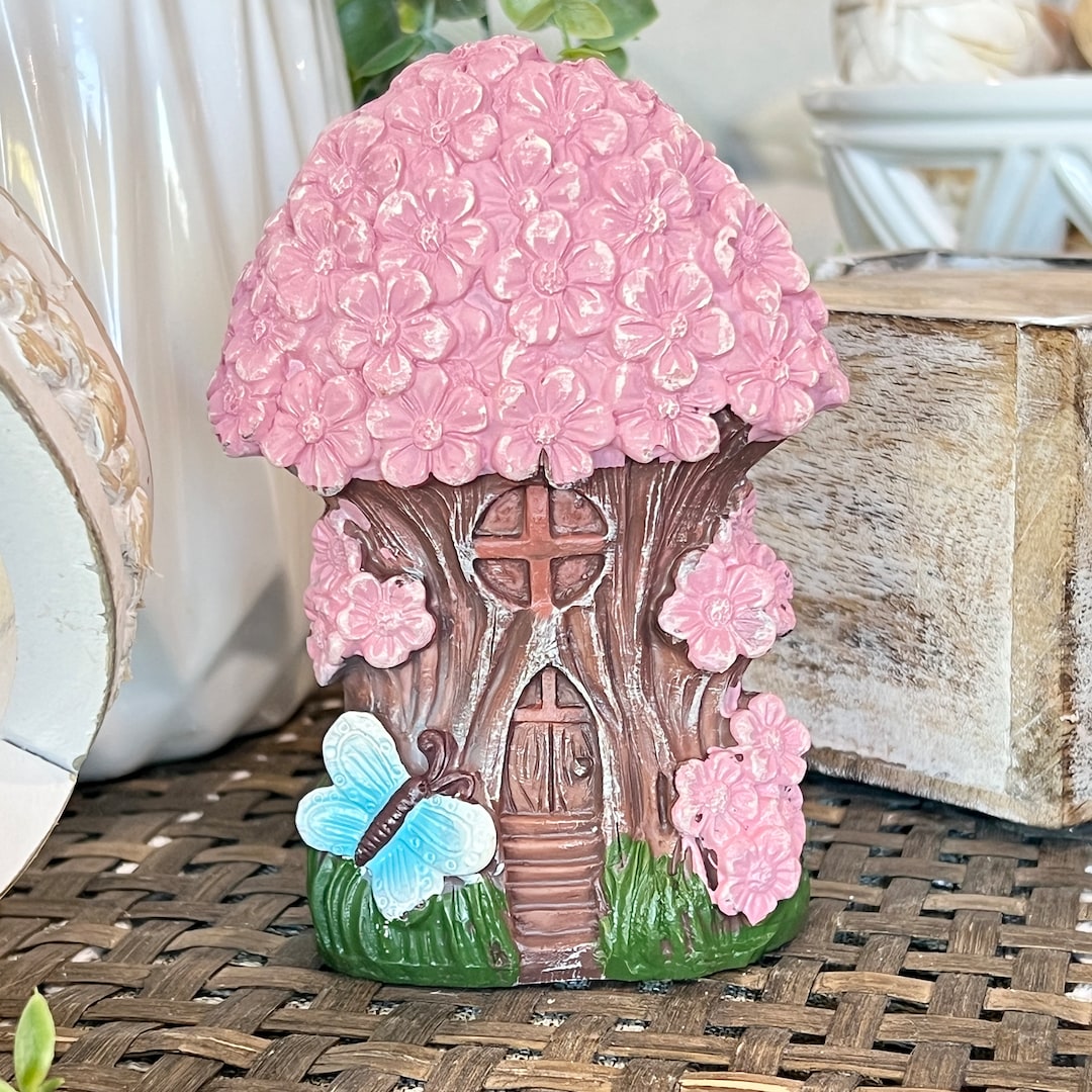Floral Mushroom Fairy Garden House, Pixie Cottage Decor - Etsy