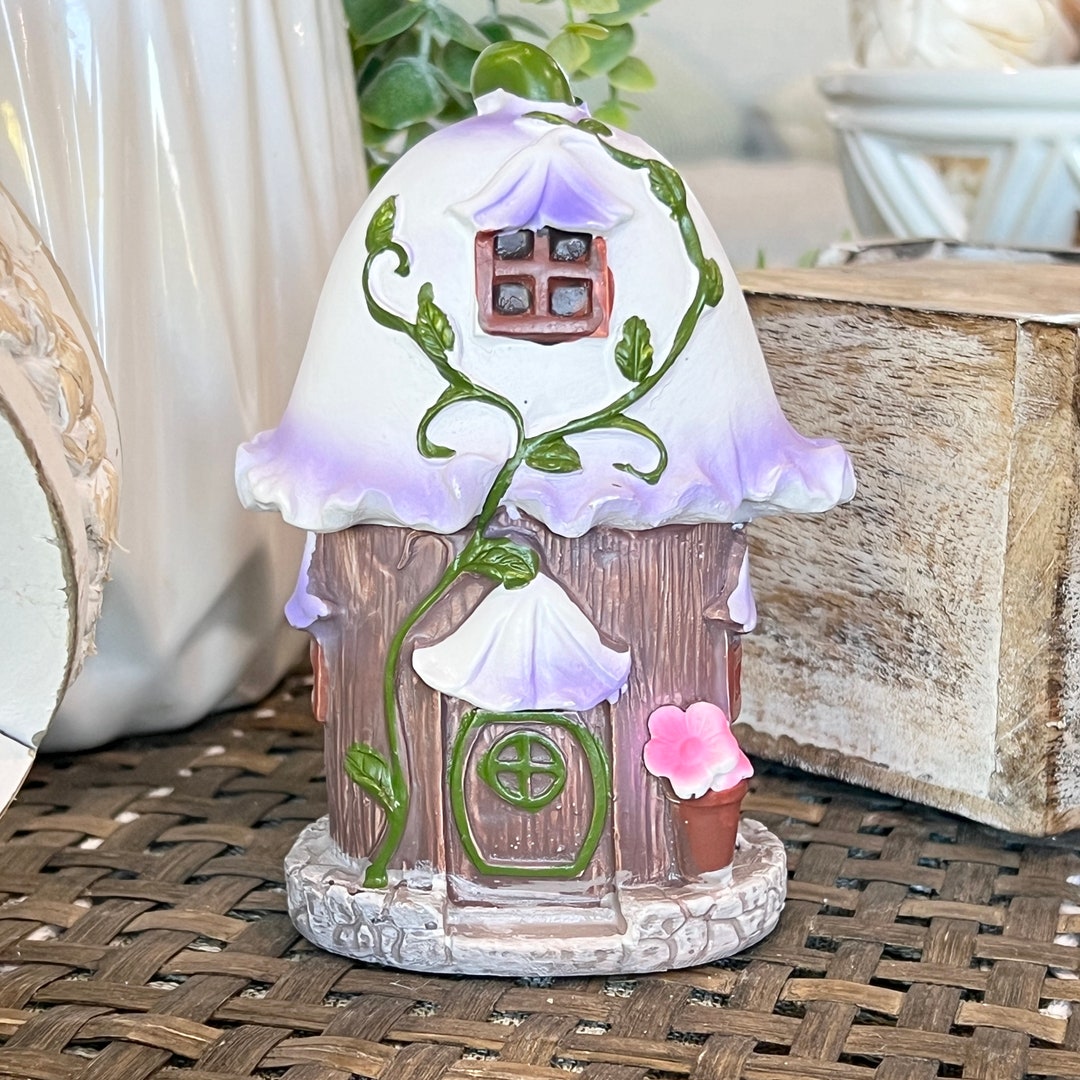 Miniature Mushroom Fairy House, Floral Garden Decor - Etsy