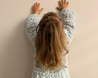 Girls Chunky Knit Jacket | Alize Puffy Yarn, Cozy Toddler Outerwear