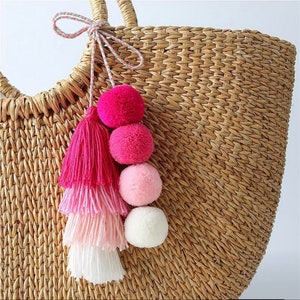 Wedding welcome bag pom poms tassel accessory beach bag tassel