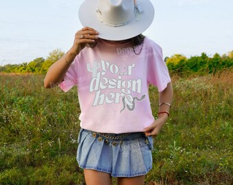Comfort Colors 1717 Mockup | Oversized Mockup | Trendy Mockup | Lifestyle Mockup | Trendy Mockup | 1717 Blossom Mockup | Country | POD Mock