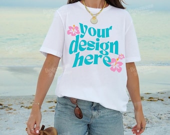 1717 Comfort Colors Mockup  | Oversized Mockup | Trendy Mockup | Beach Mockup | Lifestyle Mockup | 1717 White Mockup | Summer Mockup | POD