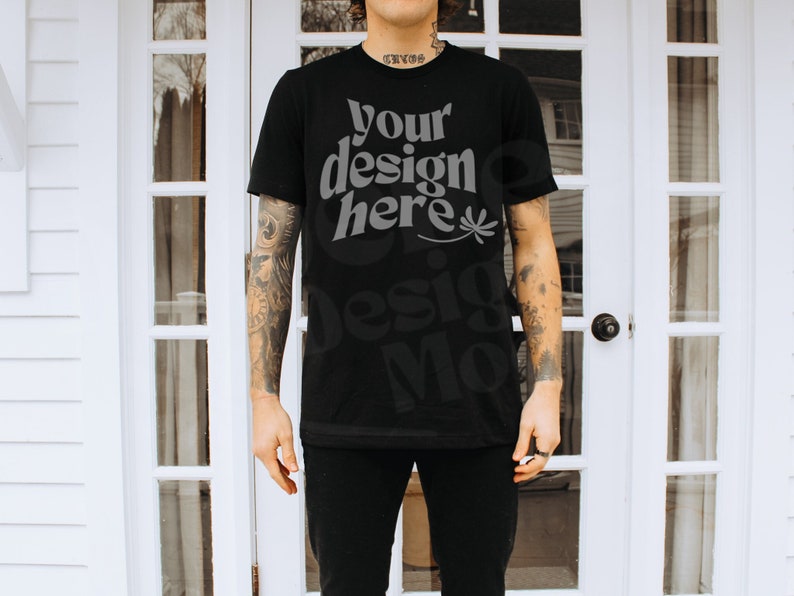 Bella Canvas 3001 Black Mockup |  Male Mockup | Trendy Mockup | Lifestyle Mockup | Punk Mockup | 3001 Male Mockup | POD Mockup | Male Model