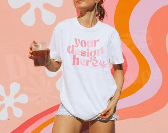 1717 Comfort Colors Mockup  | Oversized Mockup | Trendy Mockup | Print On Demand Mockup | Lifestyle Mockup | 1717 White Mockup | Y2K Mockup