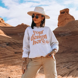 Gildan 18000 Mockup | Nature Mockup | Oversized Mockup | Trendy Mockup | Aesthetic Mockup | Ash Gildan Crewneck Mockup | POD Mockup |Y2k