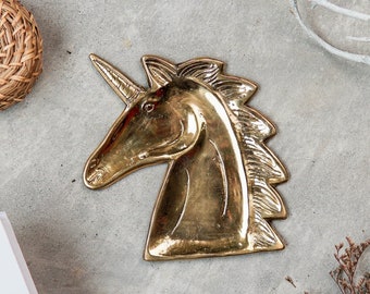 Unicorn Brass Decorative Tray in gold color from Bali