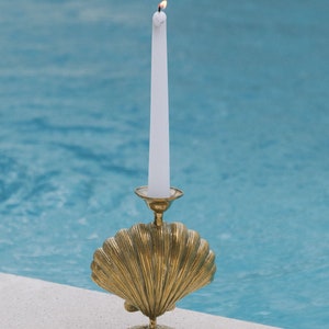 Brass shell candlestick image 1