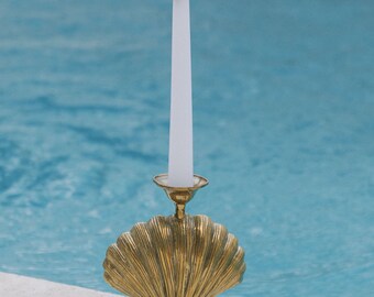 Brass shell candlestick