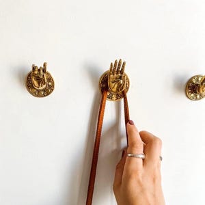 Hooks &quot;Bali hand&quot;/ Bali brass home decor, wall decor, towel rack, chest-door handle, gift for yoga and yoga studio, hanger