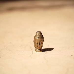 Brass buddha head/ incense holder figurine/ micro size