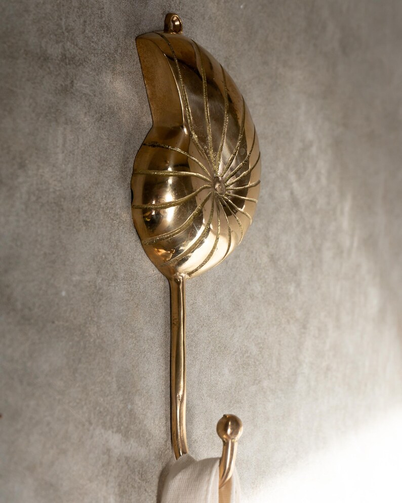 Brass Round Shell Hook, Handmade in Bali, Coastal Wall Decor - Etsy