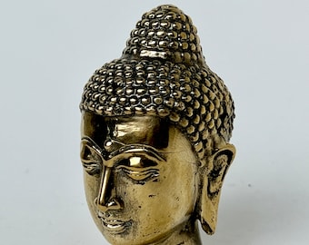 Buddha Statue Gold, Buddah Statue, Gold Buddha Head, Brass Buddha Statue, Buddha Decor, Feng Shui Home, Meditation Buddha, Yoga Room, Zen