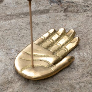 Handmade Brass Hand Incense Holder – 2 Inch (5 cm) Miniature, Balinese Artisan Crafted, Spiritual Decor, Yoga Meditation Gift