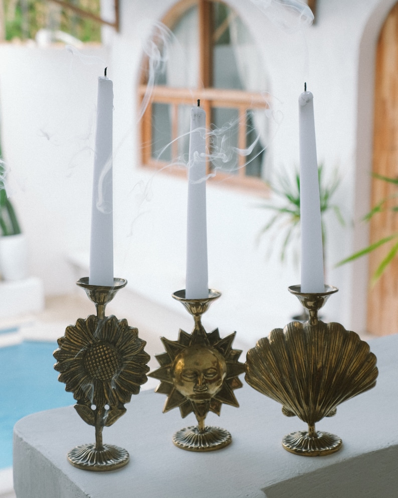 Brass shell candlestick image 3