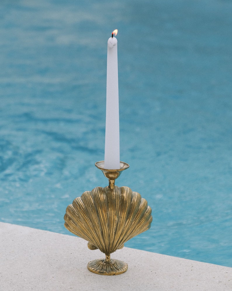 Brass shell candlestick image 1