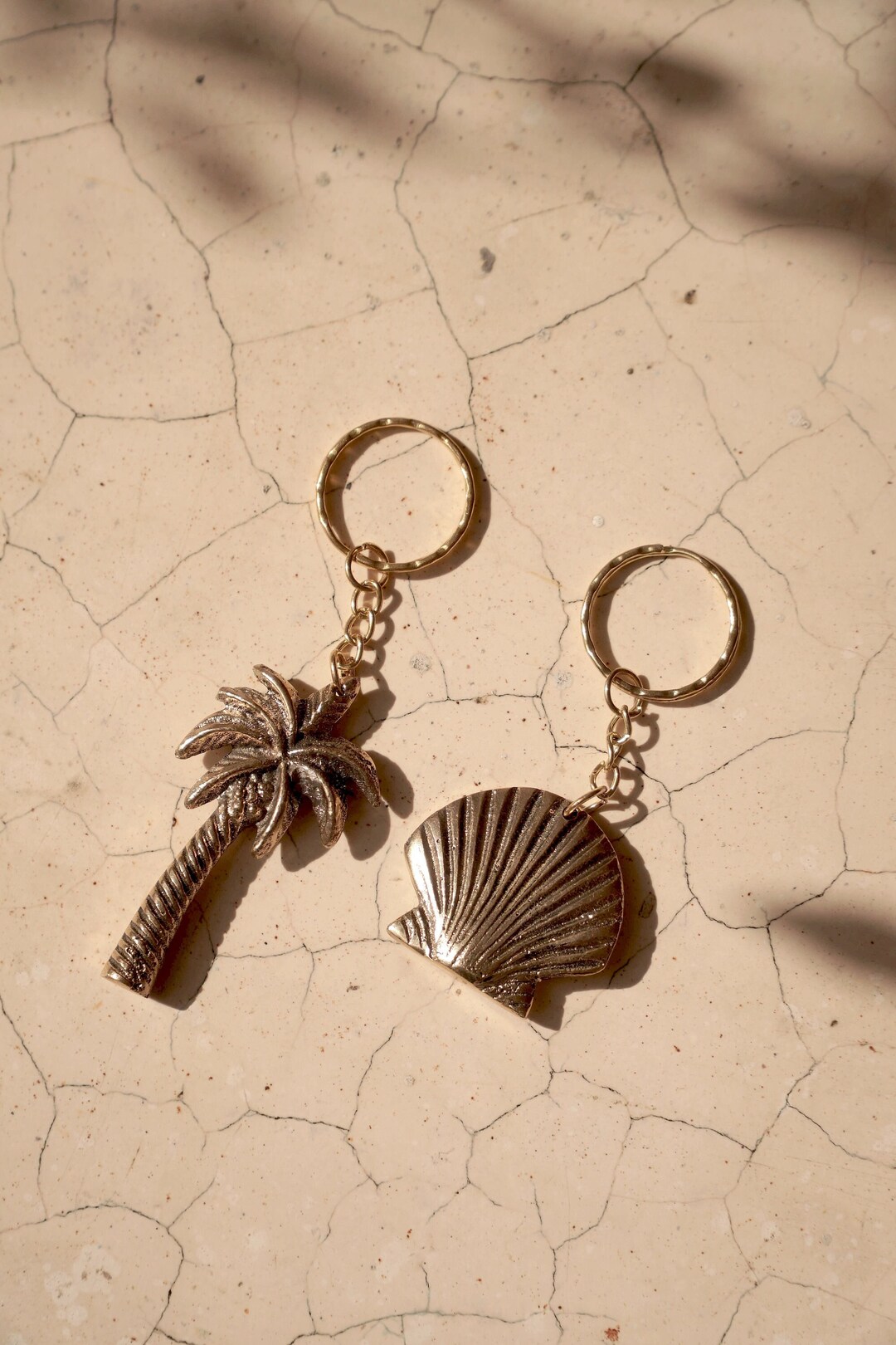 Bali Key Ring Palm and Shell Brass Keychain From Bali - Etsy UK