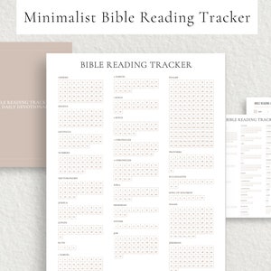 Minimalistische bijbelleestracker, schriftleesschema, eenvoudig bijbellogboek, esthetisch bijbelleesplan, digitale afdrukbare bijbelchecklist