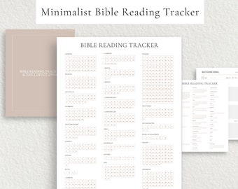 Tracker minimalista della lettura della Bibbia, grafico di lettura delle Scritture, semplice registro della Bibbia, piano di lettura della Bibbia estetica, lista di controllo della Bibbia stampabile digitale