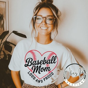 Honkbal moeder SVG, honkbal moeder shirt ontwerp, luide en trotse honkbal moeder, sublimatie ontwerpen, digitaal bestand, honkbal mama svg, honkbal