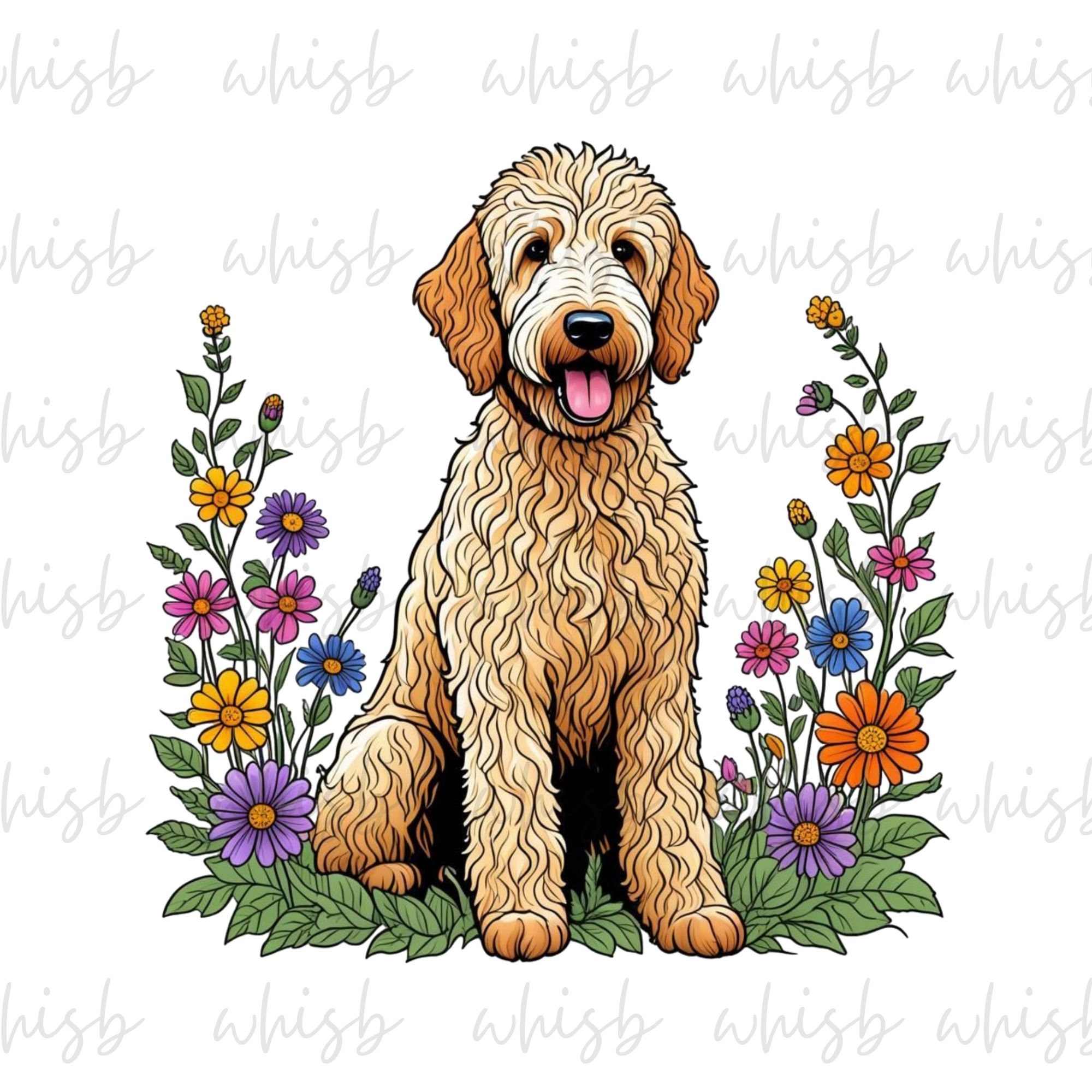 Golden Doodle Png, Doodle Mom Png, Dog Mom Png, Floral Golden Doodle ...