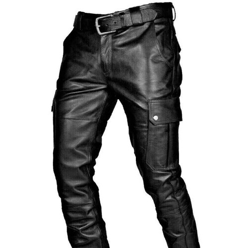 Mens Real Leather Black Pant Lambskin Cargo Pants/trousers for - Etsy