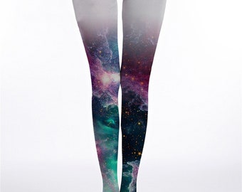 Gorgeous Starry Sky Patterned Closed Toe Tattoo Tights, Tattoo Socks, Pantyhose, One Size Full Length Printed Tights