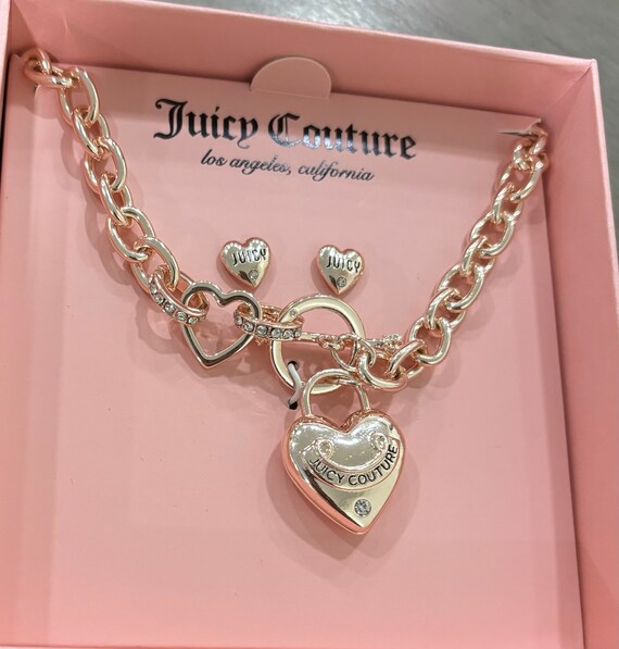 Juicy Couture rose gold heart charm necklace