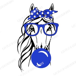 Bubble Blowing Horse Blue - PNG