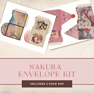 Sakura Spring MINI UMSCHLÄGE Kirschblüte Anime Katze Vintage DIY Junk Journal Verzierungen Printable Craft