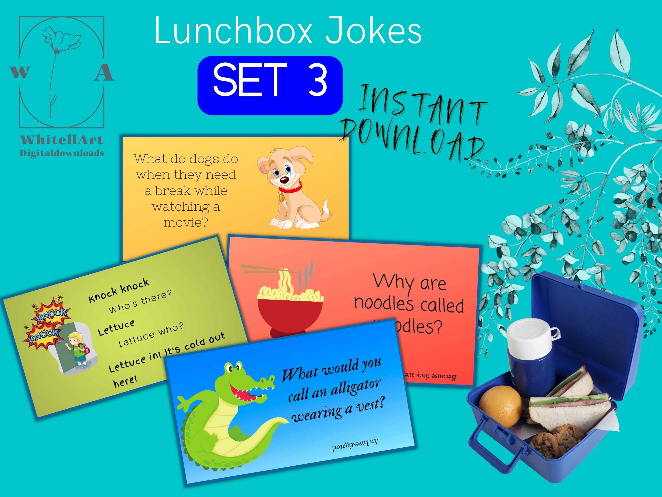 Printable Lunchbox Jokes, Kid Jokes , Set3, Lunchbox Printables, Full ...