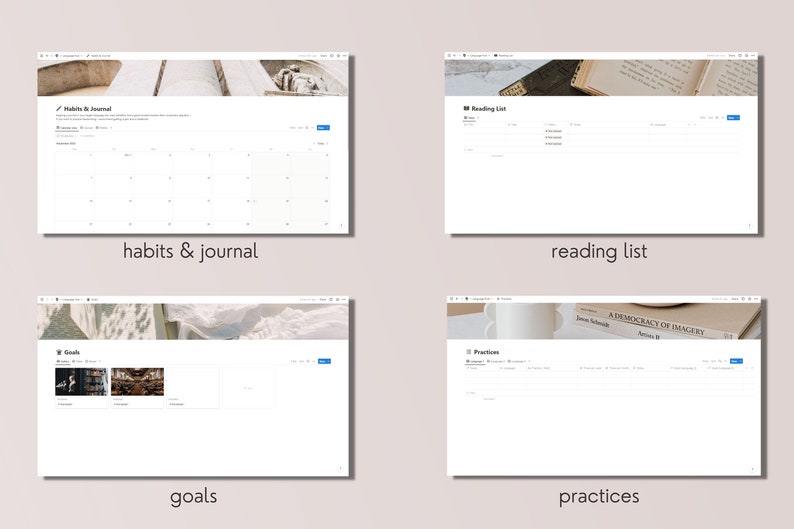 Language Study Notion Template Light Academia Language Learning Notion