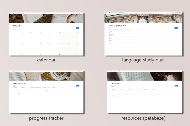 Language Study Notion Template Light Academia, Language Learning Notion ...