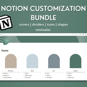 Pacchetto di personalizzazione delle nozioni / Icone delle nozioni, Copertine delle nozioni, Divisori delle nozioni, Forme delle nozioni / Colori minimalisti / Modello delle nozioni