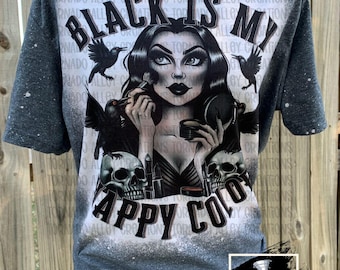 Black is my Happy Color | Bleached T-Shirt | Humor | Spooky Tee | Goth | Sarcasm | Soft Tee