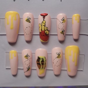 Press on nails Winnie the pooh Hand Painted