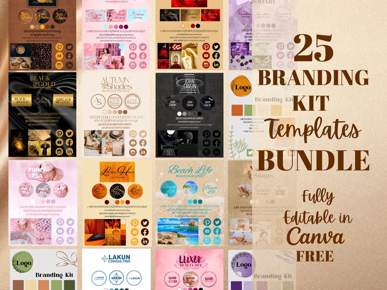 25 Canva Branding Kit Templates Package DIY Brand Kit Set Etsy