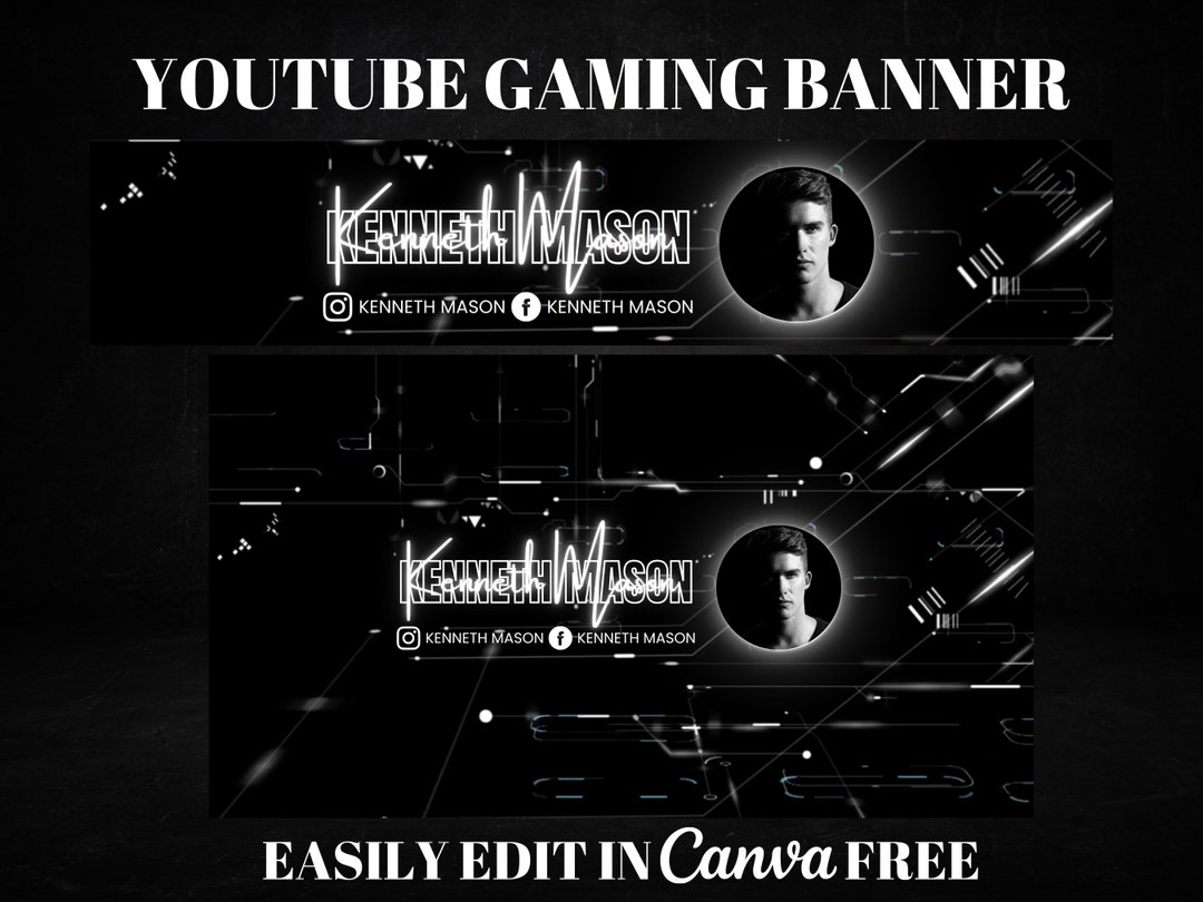 Gaming Youtube Channel Banner DIY Canva Template for Men Neon Etsy