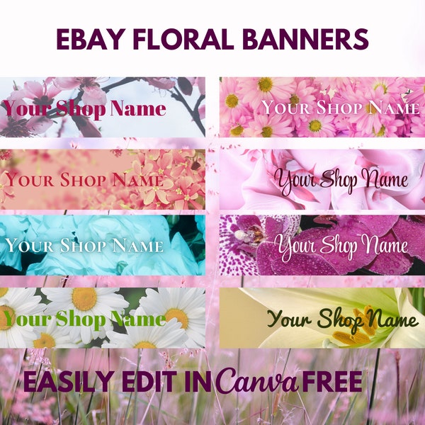 eBay Banner and Logo Floral Sets, eBay Billboard and Logo Set, eBay Store Billboard Banner and Logo