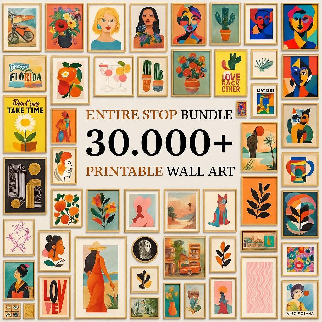Entire Shop Bundle | 30,000+ Wall Art | Eclectic Prints | Trendy Retro Posters | Preppy Decor | Boho | Vintage | Matisse Art