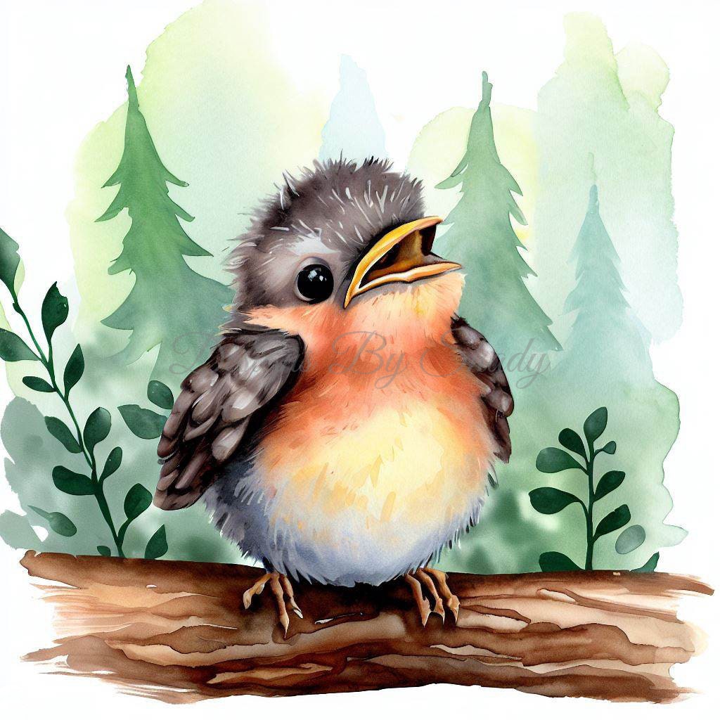 14 Baby Robins Clipart Pngs, Commercial Use Digital Download, Mixed ...