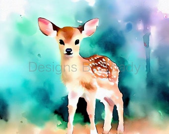 14 Fawn Clipart PNGs, Commercial use Digital Download, Mixed Media Card Making, Digital Paper Craft, Watercolor clipart Baby Deer