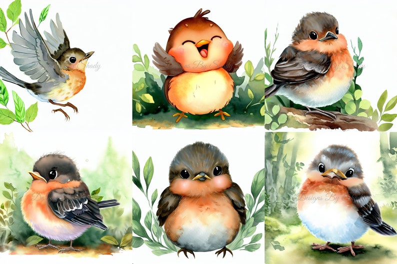 14 Baby Robins Clipart Pngs Commercial Use Digital Download - Etsy
