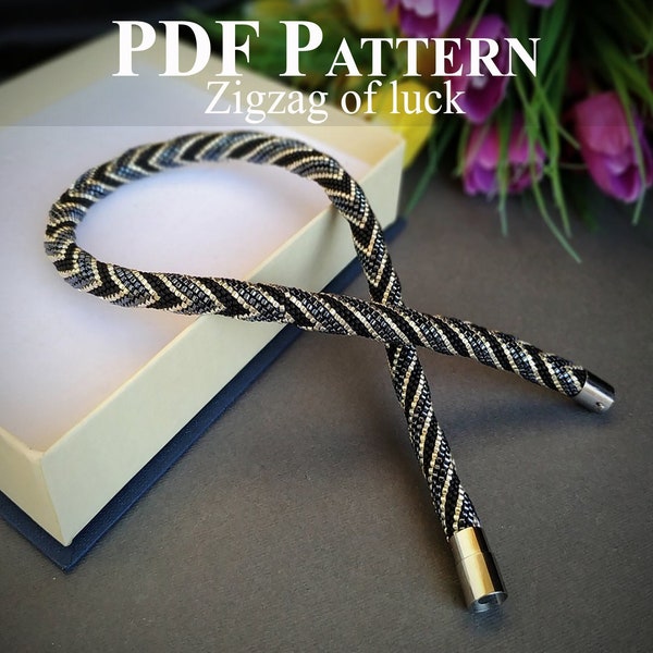 PDF Pattern Bead Crochet Necklace, Seed bead necklace pattern, Bead crochet rope pattern, Crochet Jewelry Beaded Necklace Zigzag of luck