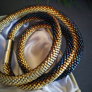 Haakpatroon kraal - Gehaakte ketting kraal - Kralenketting "Estern Snake" - Rocailles kettingpatroon - PDF-patroon sieraden afbeelding 2
