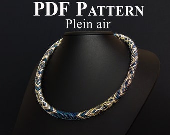 PDF pattern bead crochet necklace, Seed beads necklace pattern, Beads crochet pattern, Beaded crochet necklace "Plein air"