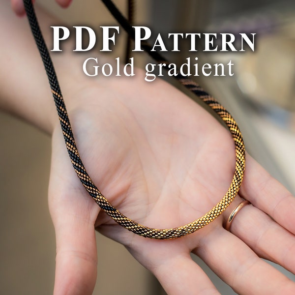 PDF pattern for bead crochet necklace - Beaded crochet pattern - Bead Crochet Necklace Pattern Jewelry - Pattern for necklace Gold Gradient