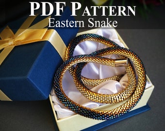 Bead Crochet Pattern - Bead Crochet Necklace - Beaded Necklace "Estern Snake" - Seed Beads Necklace Pattern - PDF Pattern Jewelry