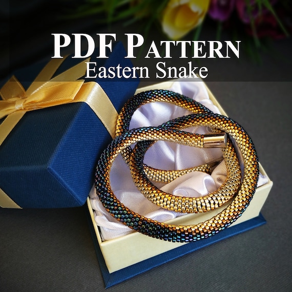 Bead Crochet Pattern - Bead Crochet Necklace - Beaded Necklace "Estern Snake" - Seed Beads Necklace Pattern - PDF Pattern Jewelry