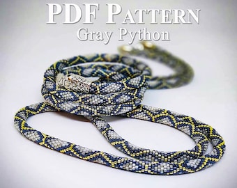 Bead crochet PDF pattern, Bead crochet necklace, Beaded crochet snake pattern, PDF pattern beads crochet necklace, Bead Crochet Gray Python