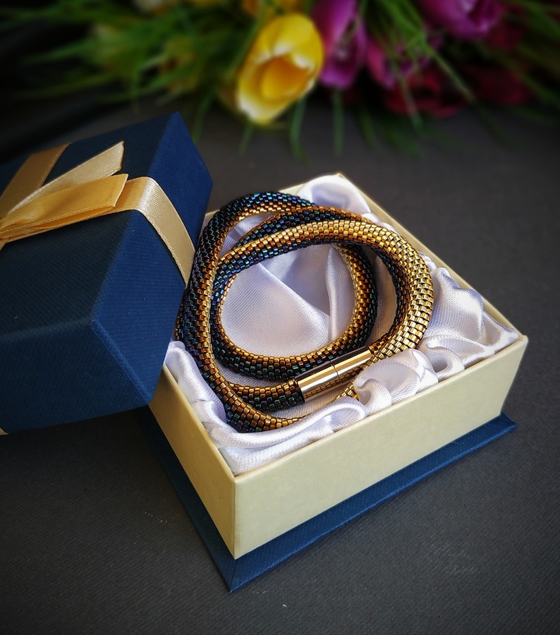 Haakpatroon kraal - Gehaakte ketting kraal - Kralenketting "Estern Snake" - Rocailles kettingpatroon - PDF-patroon sieraden afbeelding 3
